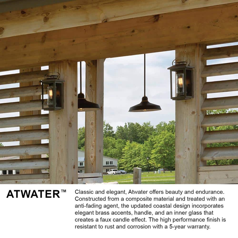 Black Clear Seedy Glass Outdoor Pier Mount Lantern