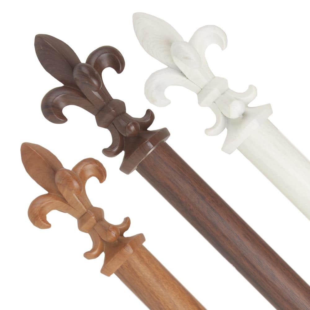 "1"" dia Adjustable Single Faux Wood Curtain Rod 160-240 inch in Pearl White with Emmett Finials" price history on PriceWatchPro