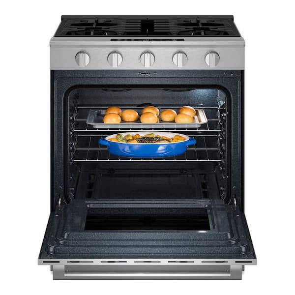 30 in. 5 Element Wide Slide-In Gas Range in Fingerprint Resistant Stainless Steel with Grill Mode