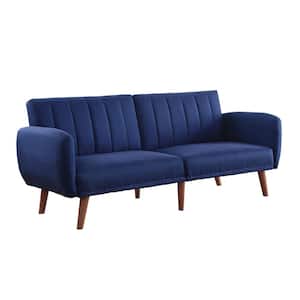 Amelia 76-in Rolled Arm Linen Rectangle Sofa in Blue