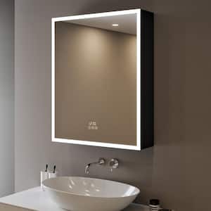 Flora 20 in. W x 28 in. H Rectangular Aluminum LED Dimmable Medicine Cabinet with Mirror, Interior Lighting, Left Hinge