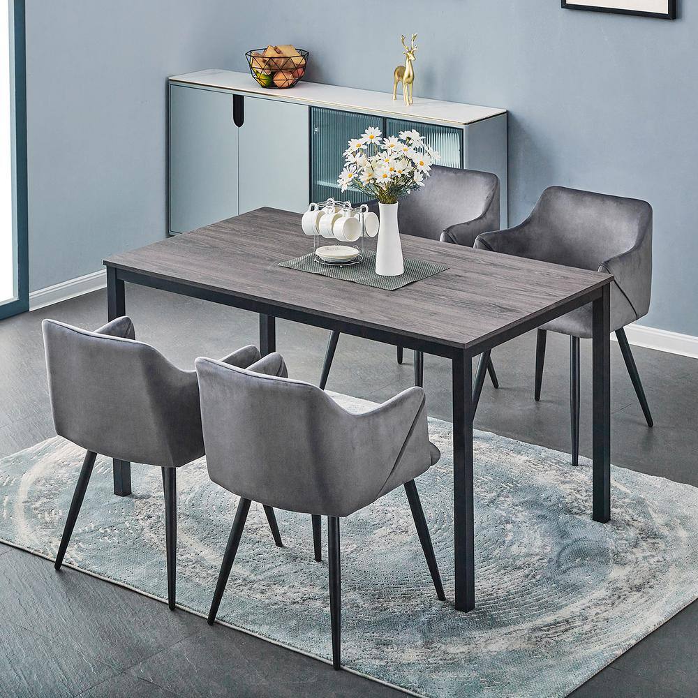 Mid-Century Modern Rectangular Walnut & Marble Dining Table, 55"