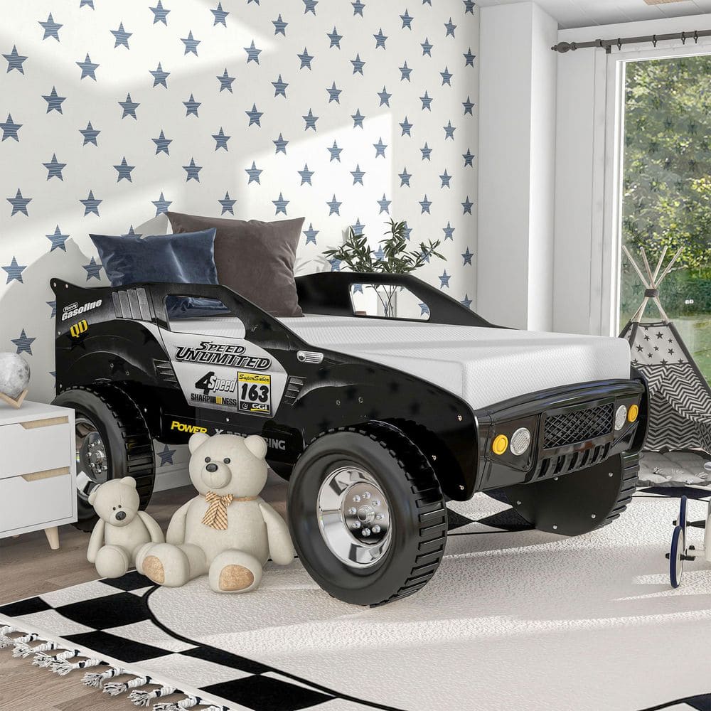 Andres Black Twin Car Bed