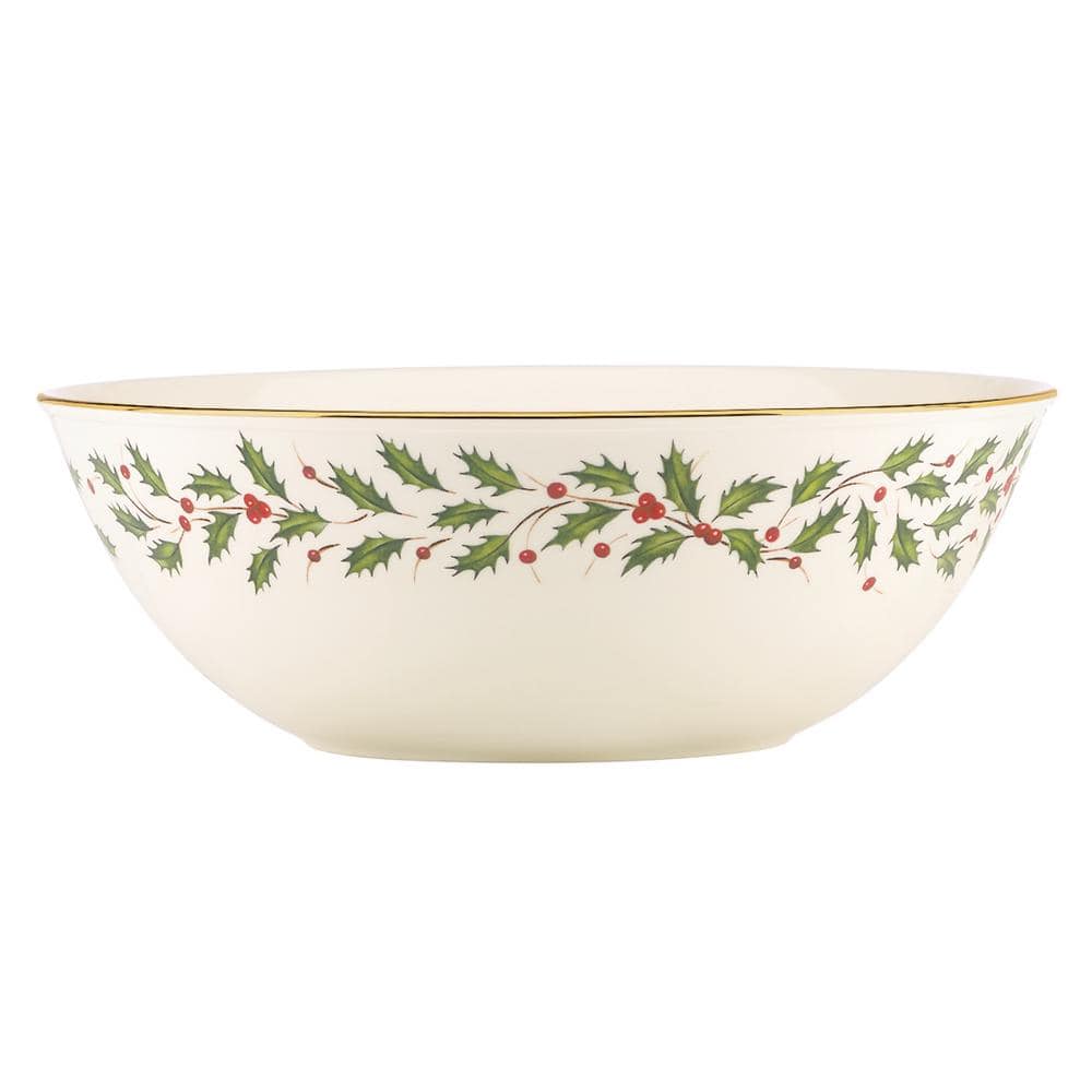 Lenox 10.25 in. Holiday 72 fl. oz. Ivory Multi-Colored Porcelain Serving Bowls (Set of 1)