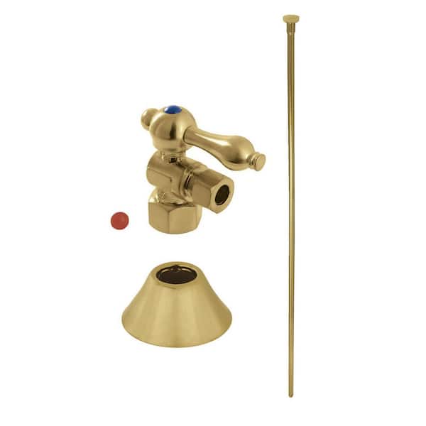 Kingston Brass Trimscape Lever Toilet Trim Kit with Supply Line and Flange in Brushed Brass