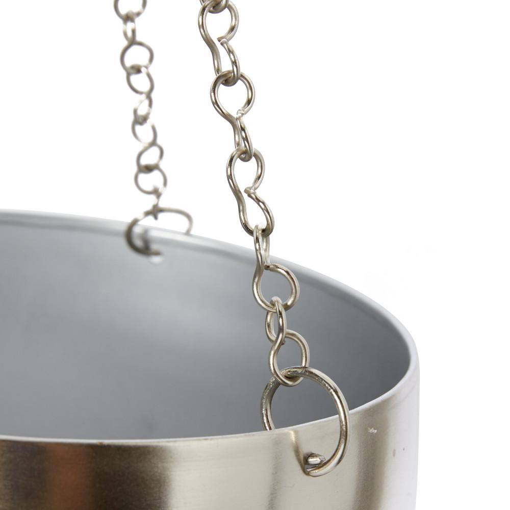 Set of 2 Silver Iron Hanging Planters with Chains