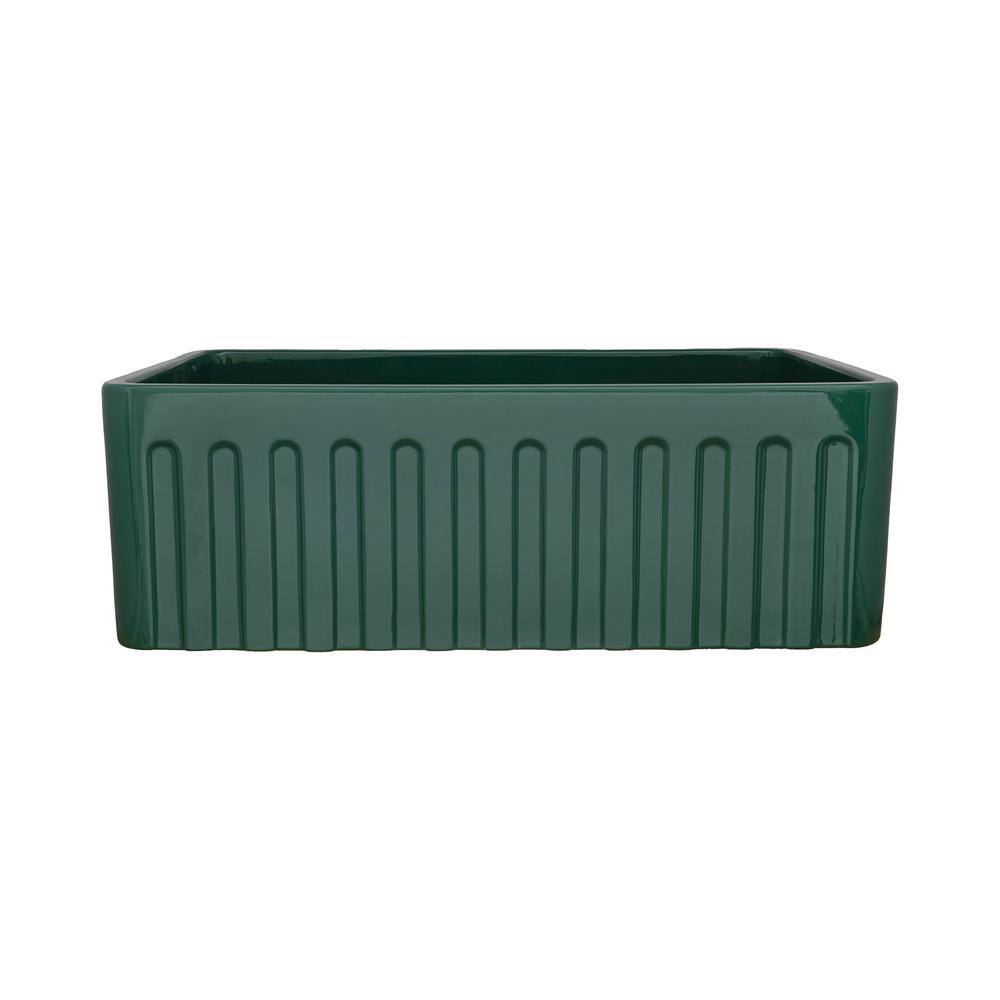 Emerald Green Fireclay Reversible Farmhouse Apron-Front Kitchen Sink