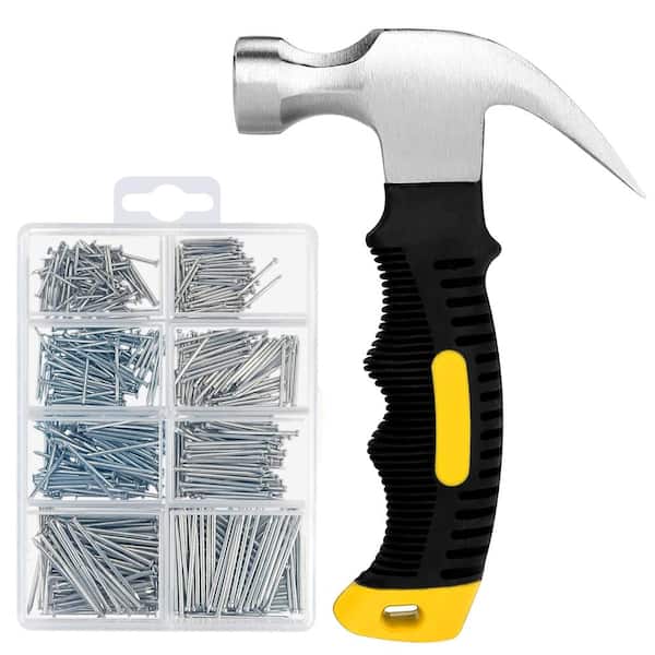 700 Piece Nail Assortment Kit with 8 oz Hammer Roofing Wall and Finishing Nails for Home Repair