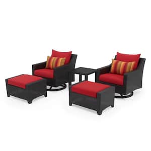 Deco 5-Piece Wicker Motion Patio Conversation Set with Sunbrella Sunset Red Cushions