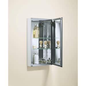 15 in. W x 26 in. H Beveled Single Door Recessed or Surface Mount Medicine Cabinet with Mirror Interior