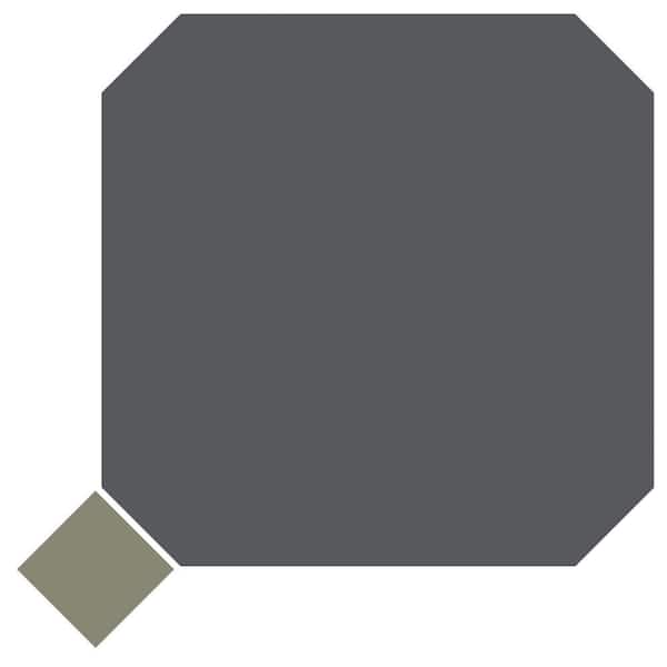 Merola Tile Vaudeville Octagon Antracita with Taco Oliva 8 in. x 8 in. Porcelain Floor and Wall Take Home Tile Sample