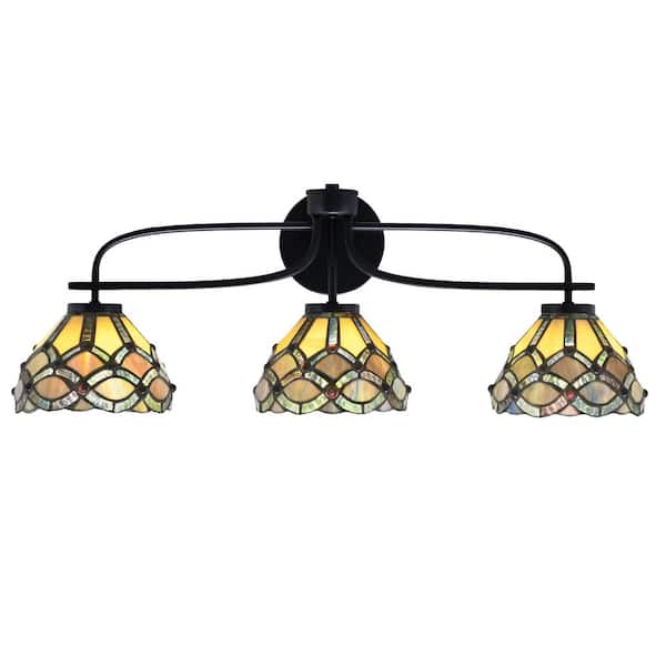 Unbranded Olympia 28.25 in. 3-Light Matte Black Vanity Light