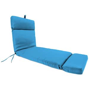 Sunbrella 72 in. x 22 in. Canvas Capri Blue Solid Rectangular French Edge Outdoor Chaise Lounge Cushion