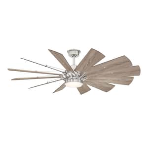 Trudeau 60 in. LED Indoor Brushed Nickel Ceiling Fan with Light Kit works with Google Assistant and Alexa