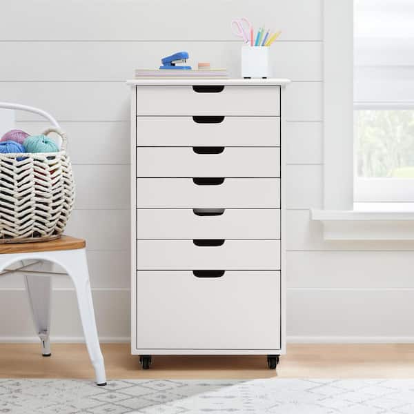 Stylewell Craft 7 Drawer Cart White, White 5 Drawer Dresser Home Depot