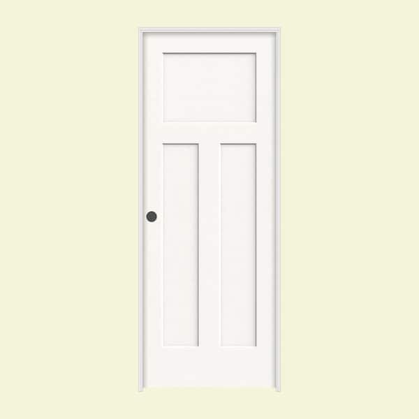 JELD-WEN 36 in. x 80 in. Craftsman White Painted Right-Hand Smooth Solid Core Molded Composite MDF Single Prehung Interior Door