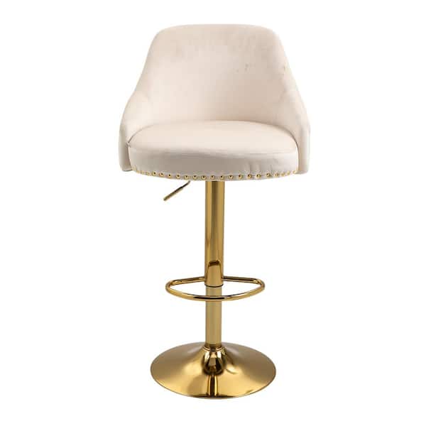 Unbranded 44.9 in. Ivory Bar Stools with Back and Footrest Counter Height Dining Chairs