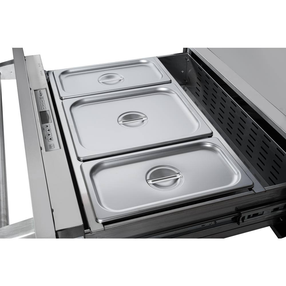 30-Inch Stainless Steel Built-In Warming Drawer with Three Compartments