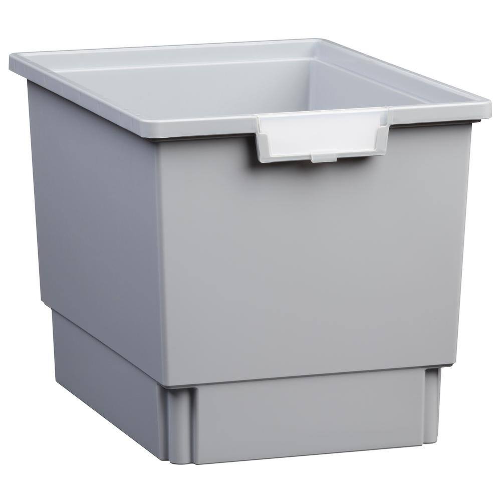 7.5 Gal. Tote Tray Slim Line 12 in. Storage Tray in Light Gray