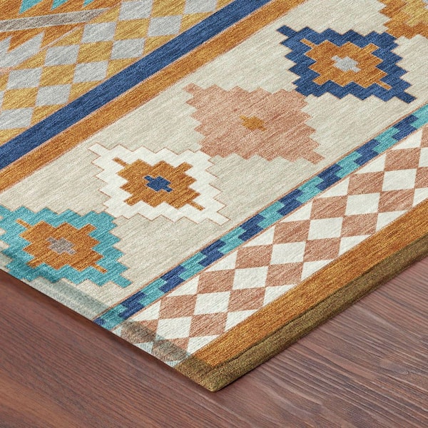 Chantille Machine Washable Indoor/Outdoor Abstract ACN2519 Paprika 2 ft. x 7 ft. Runner Rug