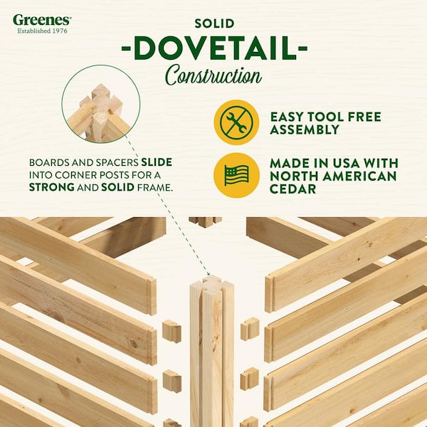 Greenes Fence - Greenes 309.17 Gal. Cedar Wood Stationary Composter