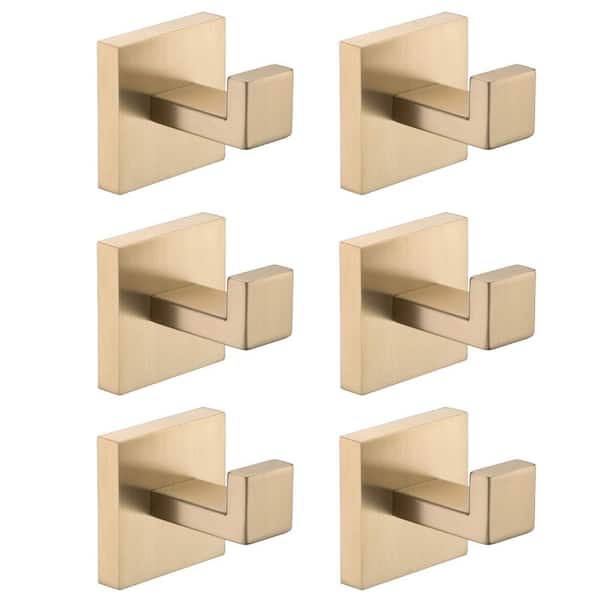 WZ J-Hook Robe/Towel Hook in Brushed Gold, including 6 hooks