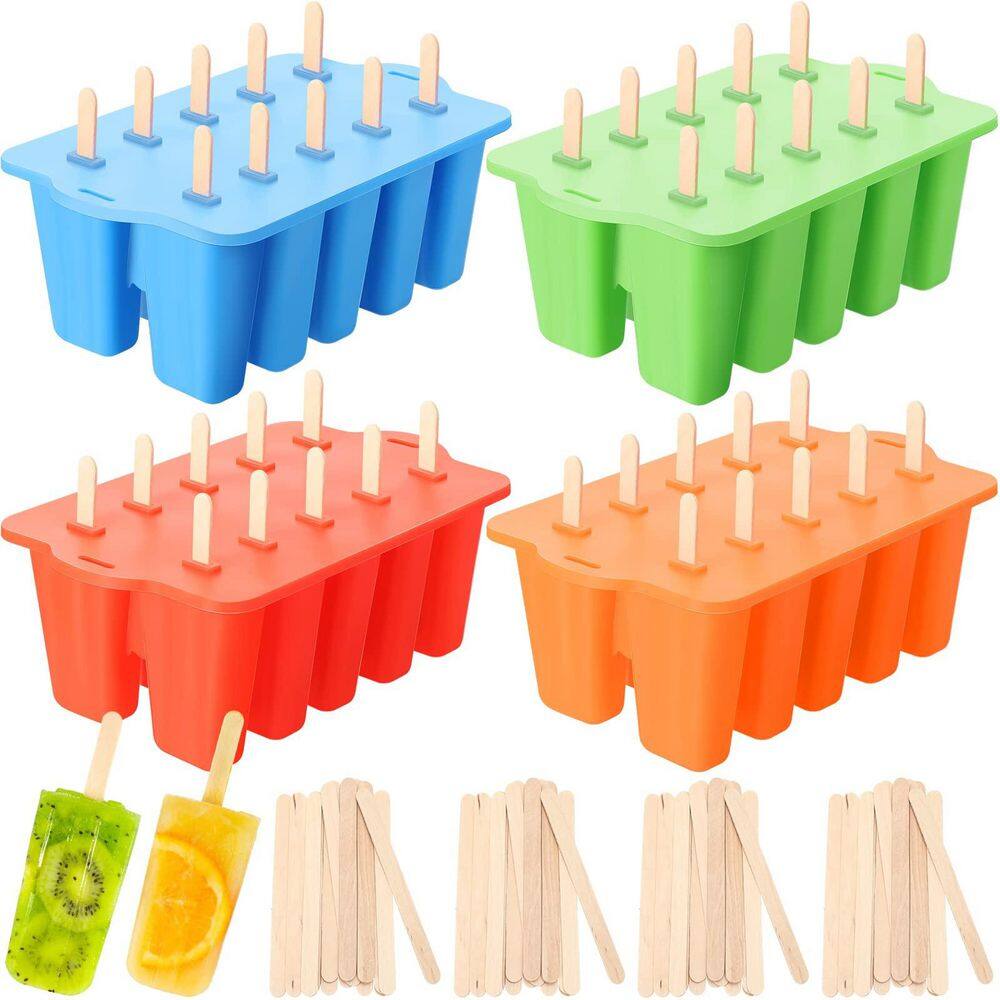 Silicone Ice Lolly Molds with Easy Release, Reusable, 10 Cavities, 4-Color Variety, 4 Set, 200 Sticks product image for price tracking