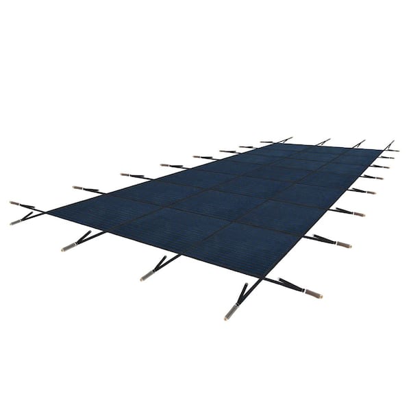 Blue Mesh Swimming Pool Safety Cover, Fits 28x48ft Rectangular Underground, Inground Swimming Pools