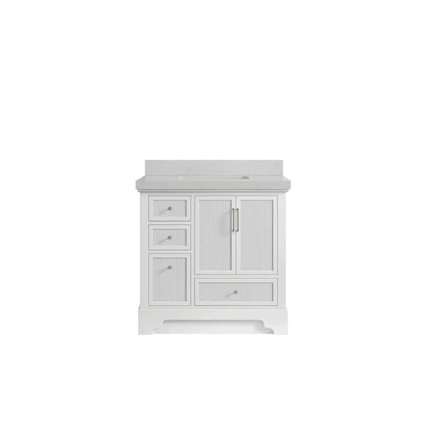 Willow Collections Alys 36 in. W x 22 in. D x 36 in. H Single Sink Bath Vanity Center in White with 2" Carrara Quartz Top