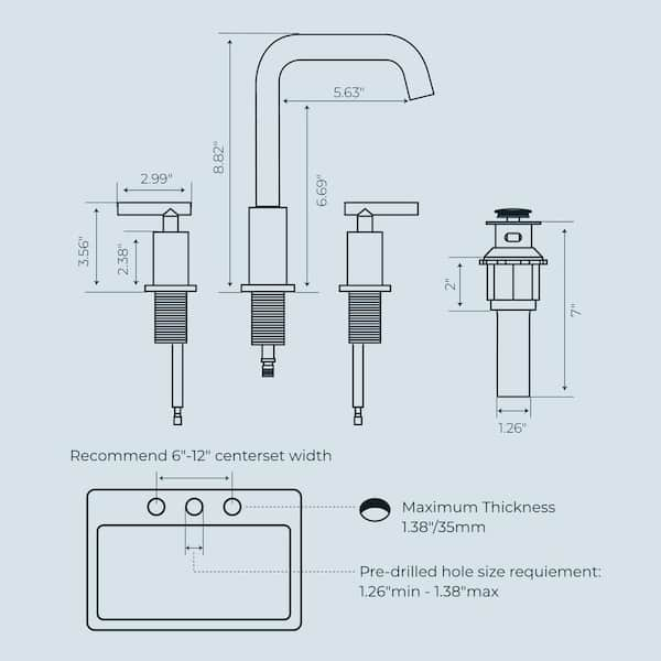 FORIOUS Widespread Faucet 2-handle Bathroom Faucet with Drain Assembly &  Reviews