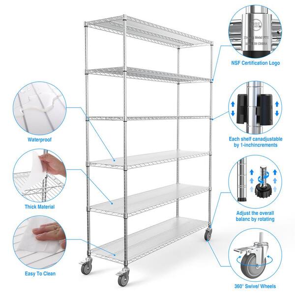YYkokocat 6-Tier Adjustable Storage Shelves Heavy Duty Wire