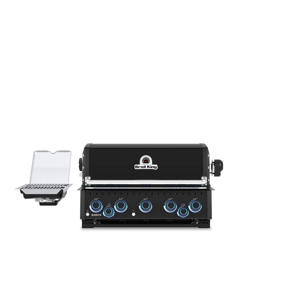 Baron 590 Shadow 5-Burner Built-In Propane Gas Grill Head with Side Burner and Rear Rotisserie Burner