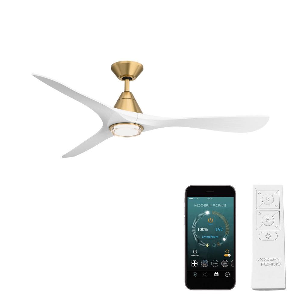 Carve 60 in. Smart Indoor/Outdoor Soft Brass/Matte White Downrod Mount Standard Ceiling Fan 4CCT Integrated LED price history on PriceWatchPro