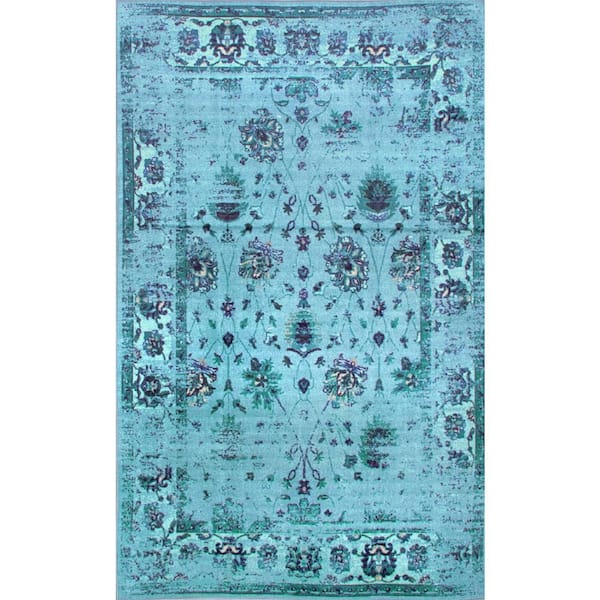 nuLOOM Tosha Overdyed Vintage Persian Turquoise 9 ft. x 12 ft. Area Rug