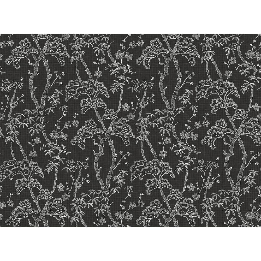 Gray and White Floral Botanical Wall Mural