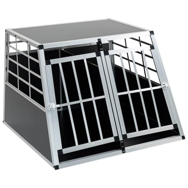 Outdoor Aluminum Trapezoidal Travel Car Carrier Cage with 2 Lockable Doors and Dividers