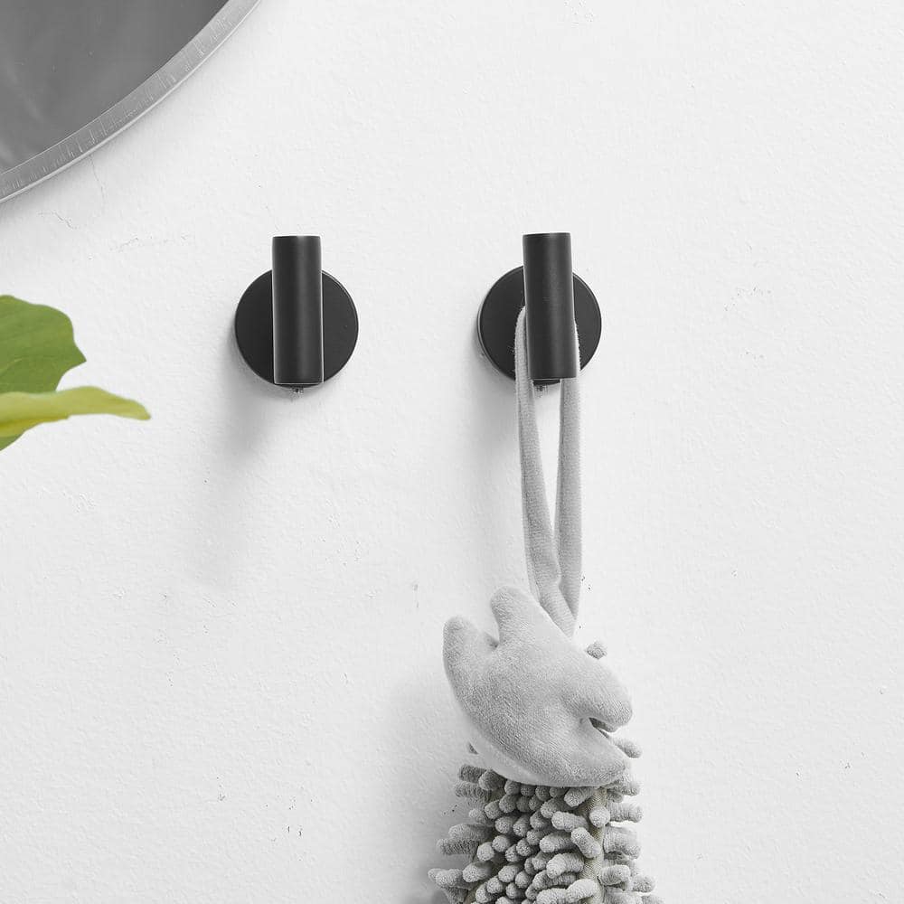 Matte Black Stainless Steel Wall Mounted Towel and Robe Hooks, 2-Pack