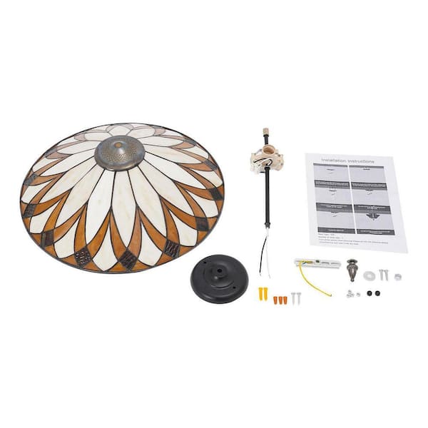 OUKANING 15.7 in. 3-Light Colorful Retro Semi-Flush Mount Ceiling
