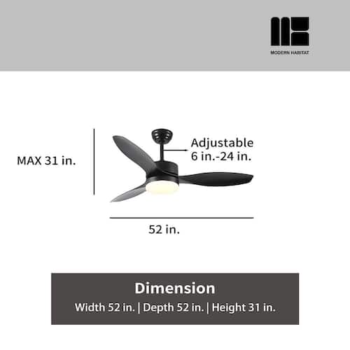 GloBreeze 24 in. Indoor Walnut Black Ceiling Fan with LED Light Bulbs with Remote Control Included Ceiling Fans