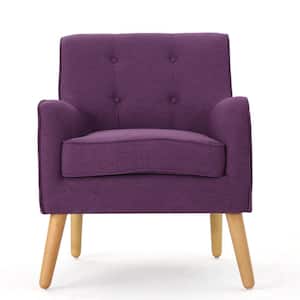 Felicity Mid-Century Modern Button Back Purple Fabric Armchair