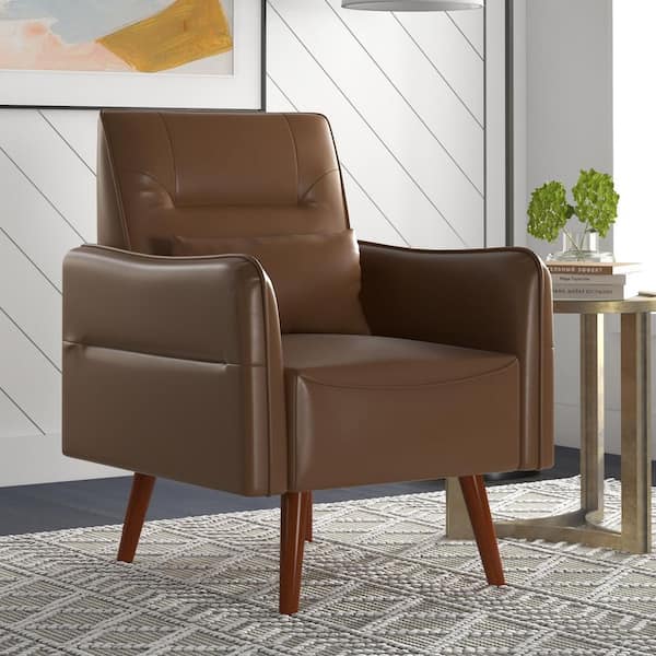 Brown Modern Accent Chair, Upholstered Arm Chair for Living Room Bedroom