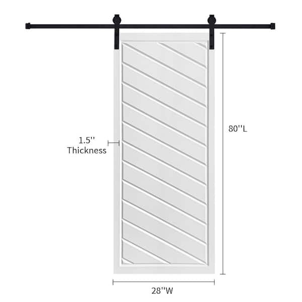 ModernFramed Twill 28 in. x 80 in. MDF White Barn Sliding Door With Hardware kit