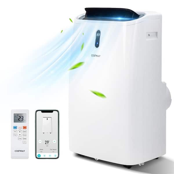 Costway 9,000 BTU Portable Air Conditioner Cools 700 Sq. Ft. with App and Wi-Fi- Smart Control in White