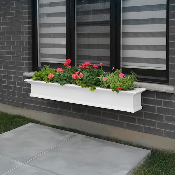 Yorkshire 72 in. x 12 in. Self Watering White Vinyl Window Box