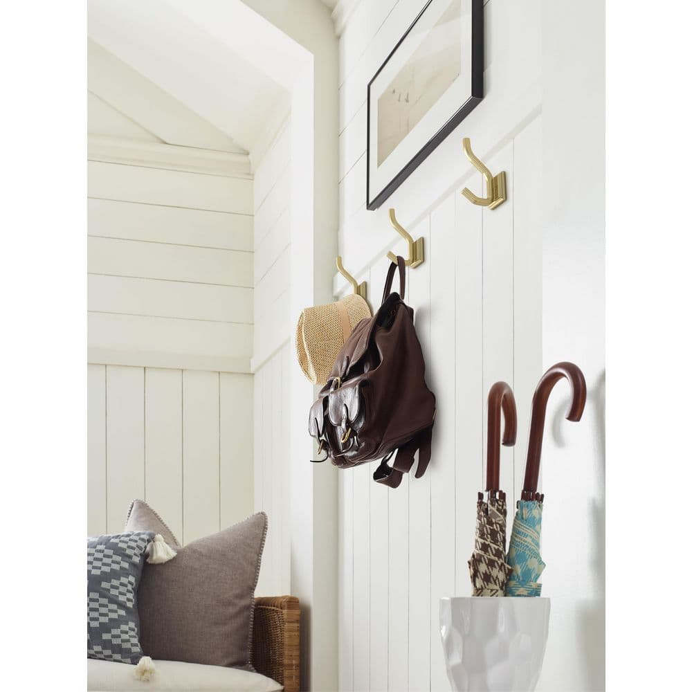 Golden Champagne Double Prong Metal Decorative Wall Hook