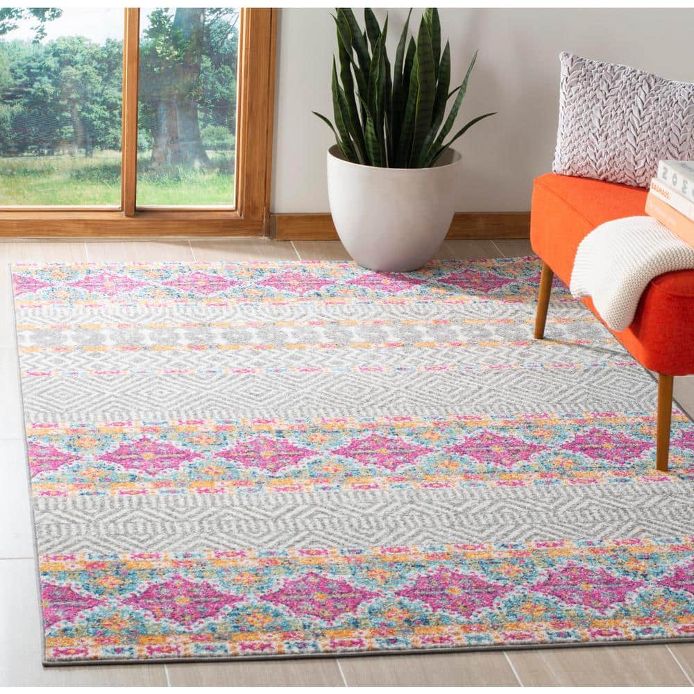 Ivory and Grey Reversible Rectangular Cotton Area Rug