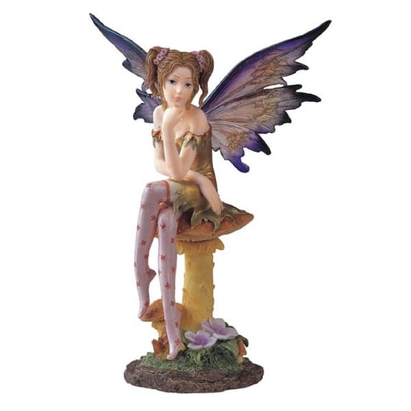 Statues 8 Inch Green Forest Fairy With Mushrooms Statue Figurine Figure 