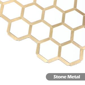 Hexagon White with Gold 11.9 in. x 11.9 in. PVC Peel and Stick Backsplash Wall Tile 19.67 sq.ft. / 20-Sheets