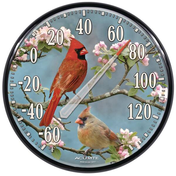 AcuRite 12.5 in. Cardinal Birch Tree Analog Thermometer