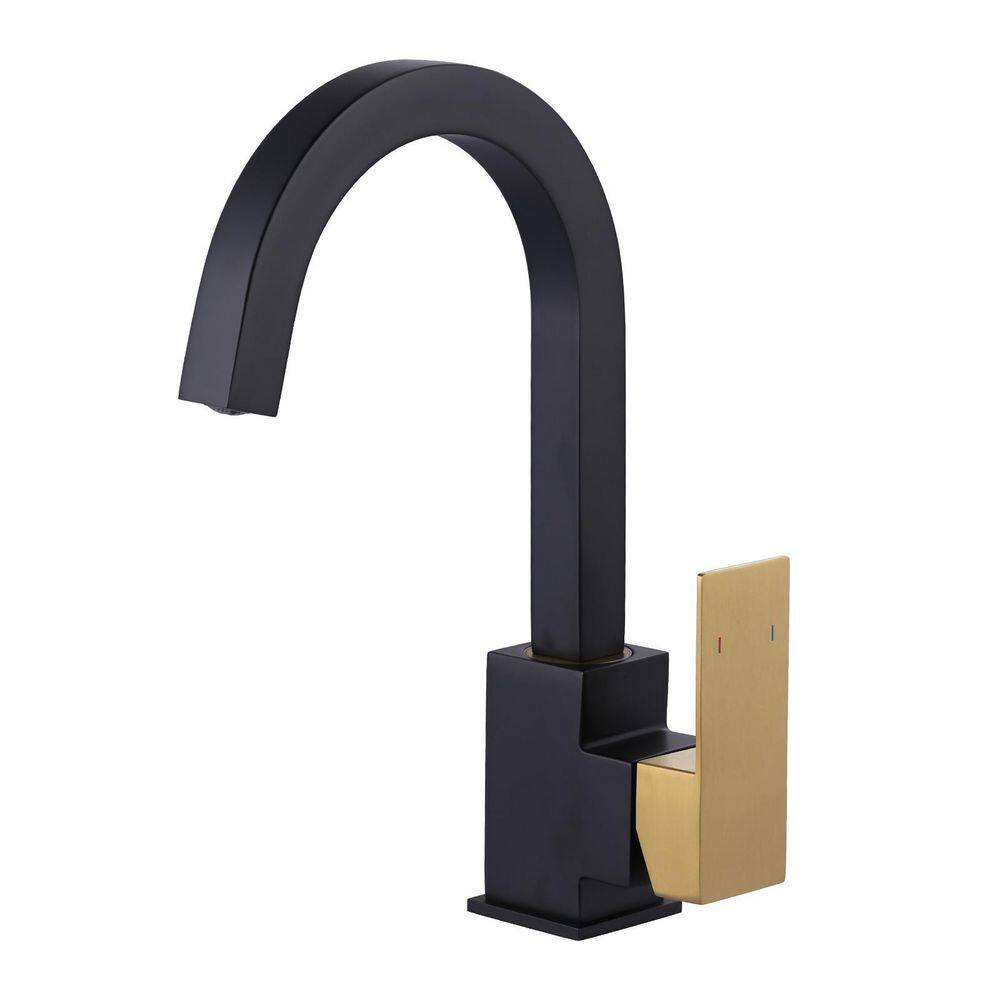 Stainless Steel Single-Handle 360° Swivel Single Hole Deckplate Bar Faucet with Modern Design in Gold and Black price history on PriceWatchPro